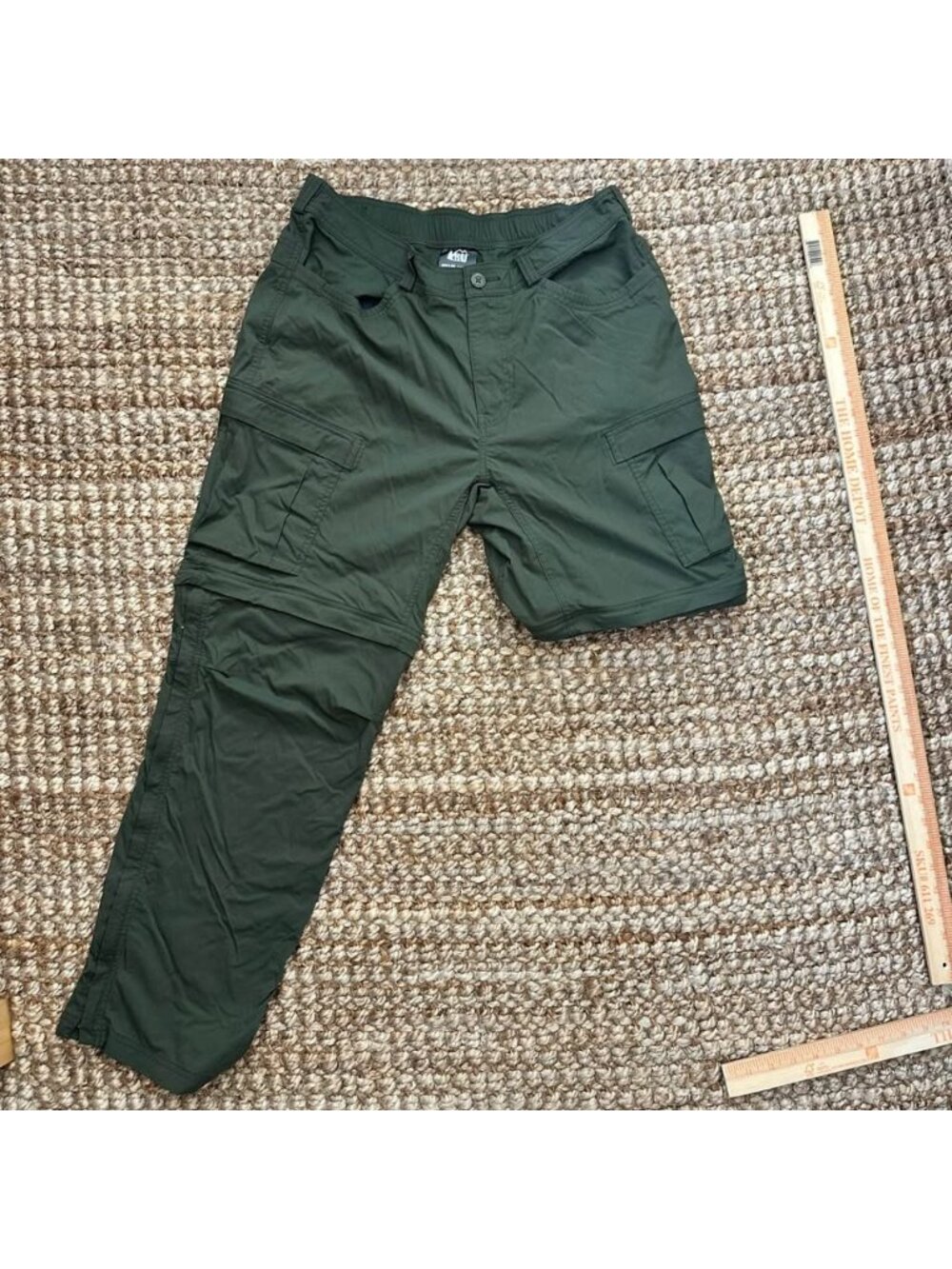 REI Co-op Sahara Convertible Cargo Pants Shorts Mens Green Hiking Stretch 38x32
